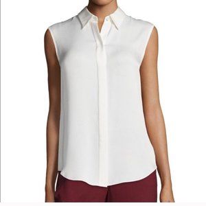 Theory Sleeveless White Buttondown Blouse